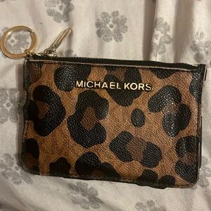 Authentic Michael Kors, leopard keychain wristlet